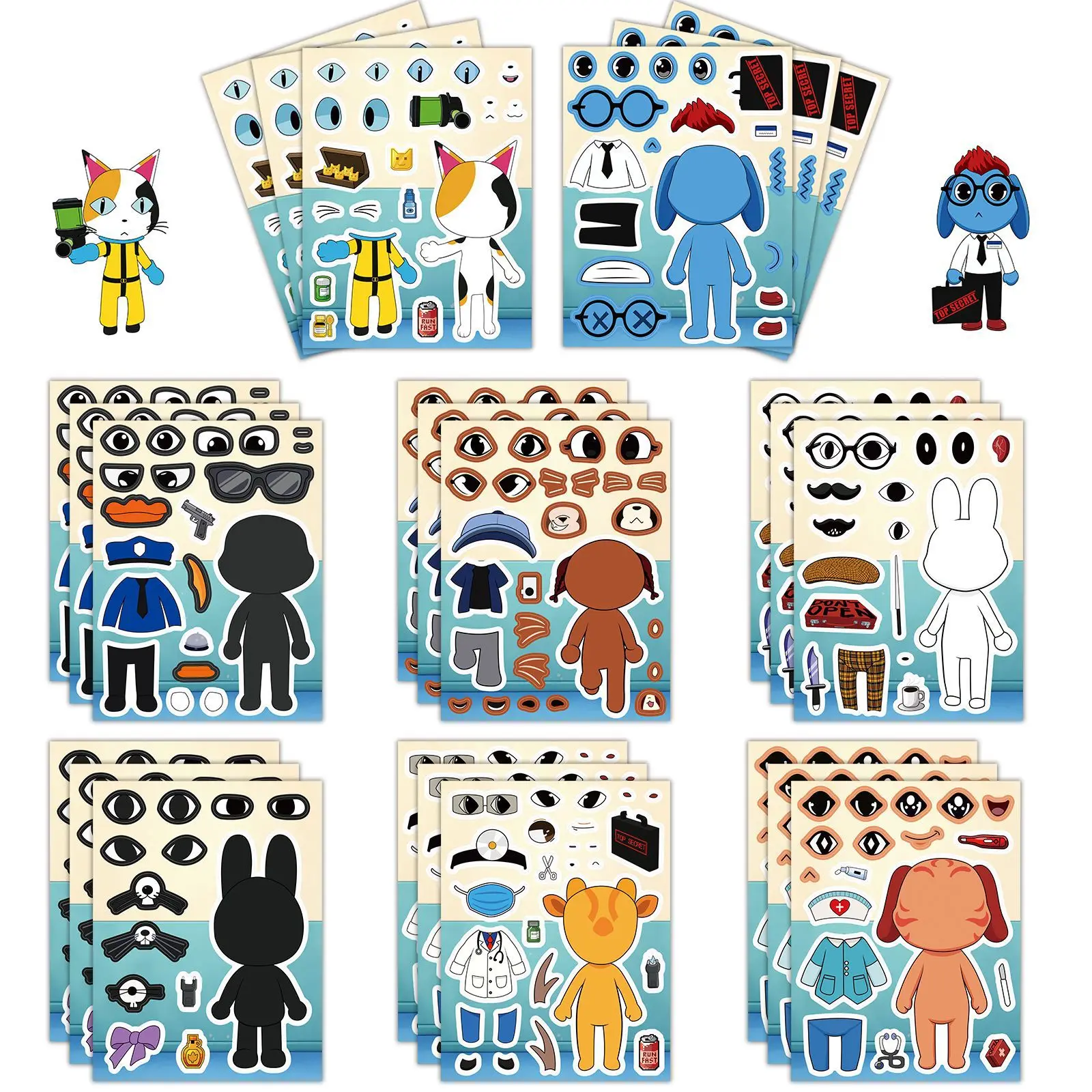 Party Games Good - 8Pcs/Set Animal Hospital Puzzle Anomaly Stickers
