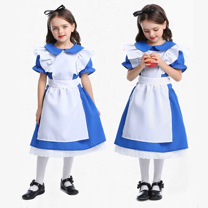 Children Girls Blue off Alice  - Party Games Alice In Wonderland 评论和价格