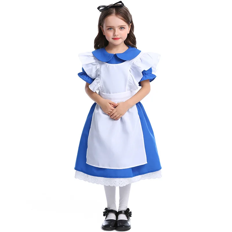 Children Girls Blue off Alice  - Party Games Alice In Wonderland 评论和价格
