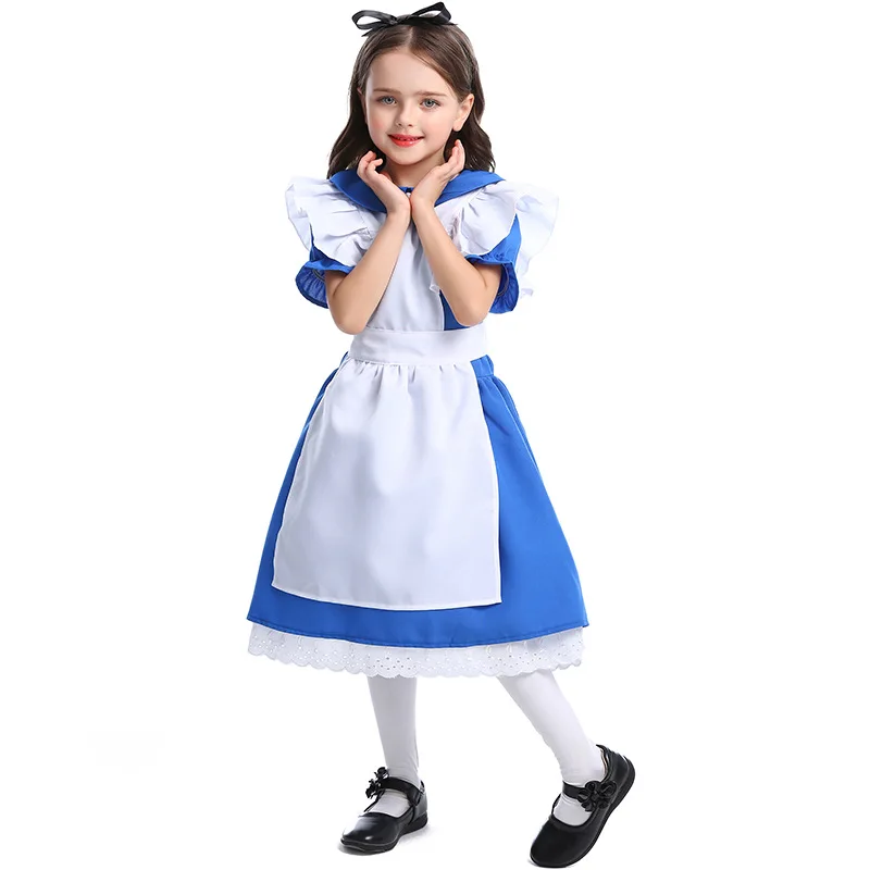 Children Girls Blue off Alice  - Party Games Alice In Wonderland 评论和价格