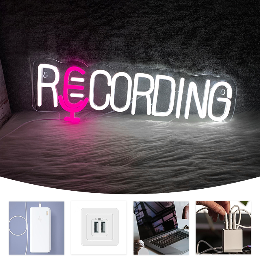 RECORDING Neon Sign, USB Power - Party Games Stream 评论和价格