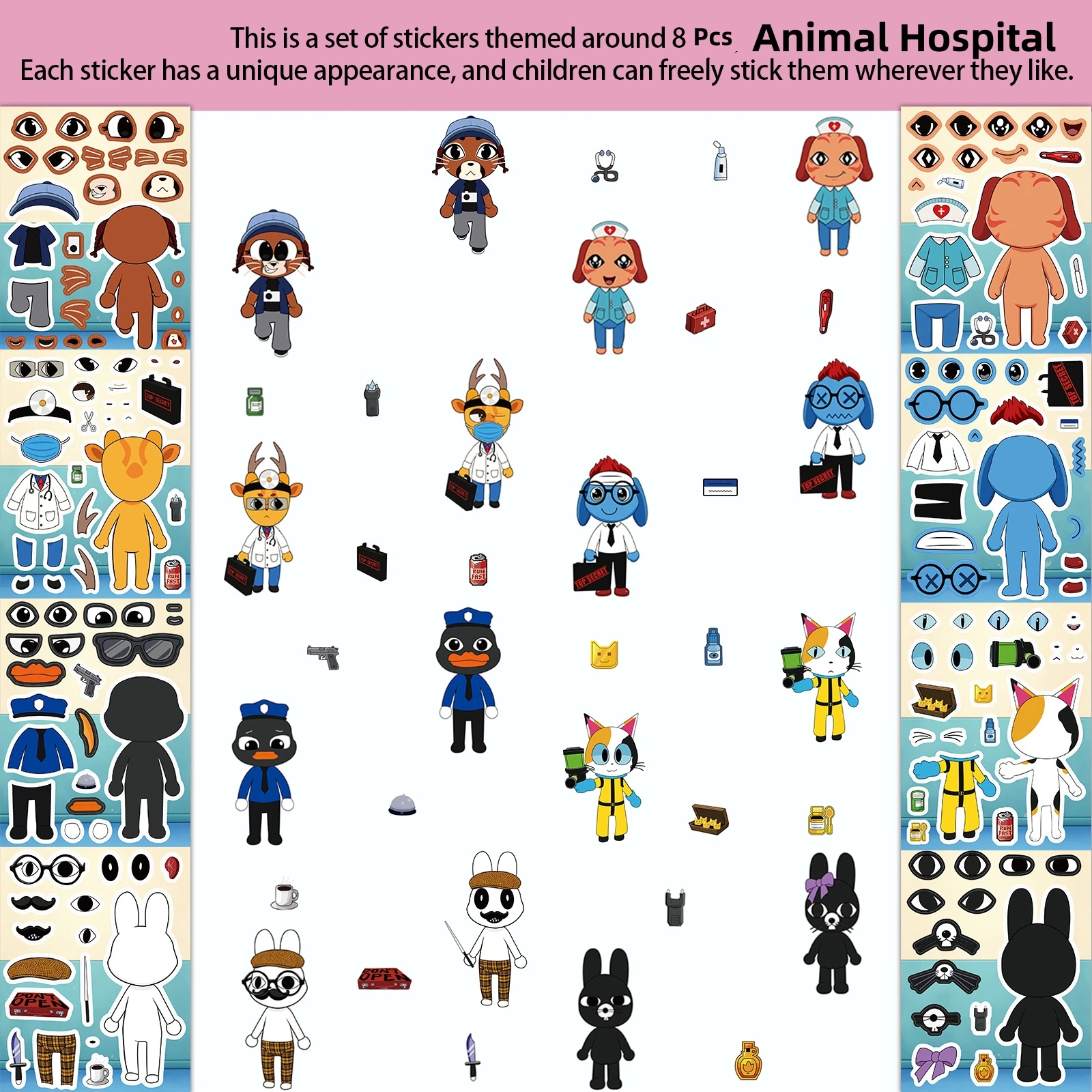 8Pcs/Set Animal Hospital Puzzl - Party Games Good 评论和价格